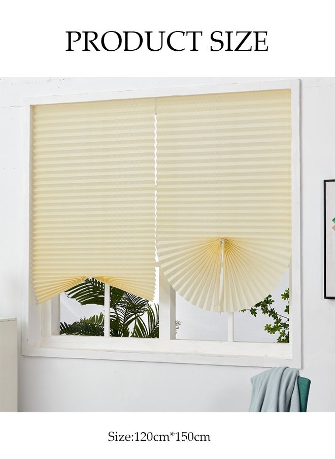 DUNISO 2 Pieces of Pleated Window Shades，Cordless Blackout Pleated Fabric Shade，Self Adhesive Heat Insulation Window Shades Curtains，Can Be Cleaned and Trimmed，Easy to Install，for Bedroom, Bathroom, Living Room，Balcony, Restaurant(120*150CM)  - Image 2