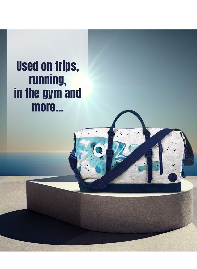 Anemoss Travel Duffel Bag, 50L Large Capacity, Oxford Polyster Blend Luggage Bag, Travel Bag with Zipper and Pockets, Duffel Bag for Gym Sports Fitness, Travel Hand Luggage Bags, Fish Design Tote Bag - Image 3