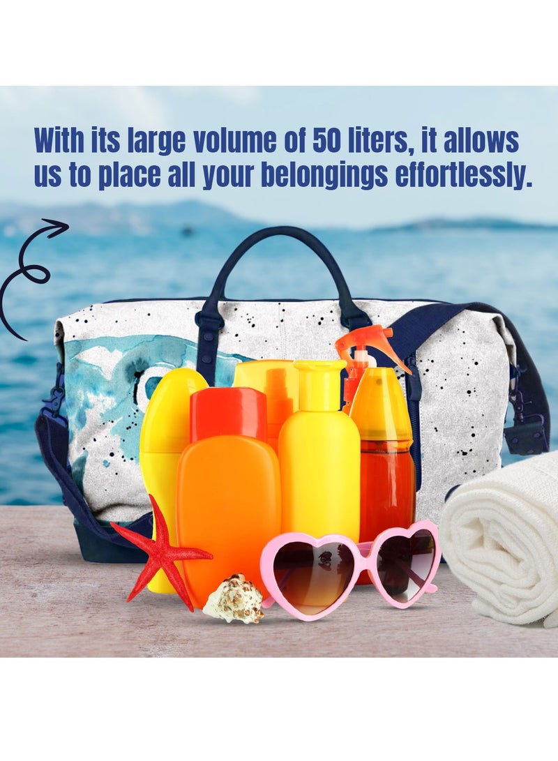 Anemoss Travel Duffel Bag, 50L Large Capacity, Oxford Polyster Blend Luggage Bag, Travel Bag with Zipper and Pockets, Duffel Bag for Gym Sports Fitness, Travel Hand Luggage Bags, Fish Design Tote Bag - Image 4