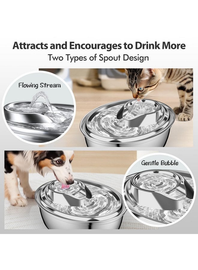 ORSDA Cat Water Fountain Stainless Steel, 2L/67oz Pet Fountain for Cats Inside, Automatic Dog Drinking Dispenser Cat Feeding & Watering Supplies with 2 Filter - Image 3