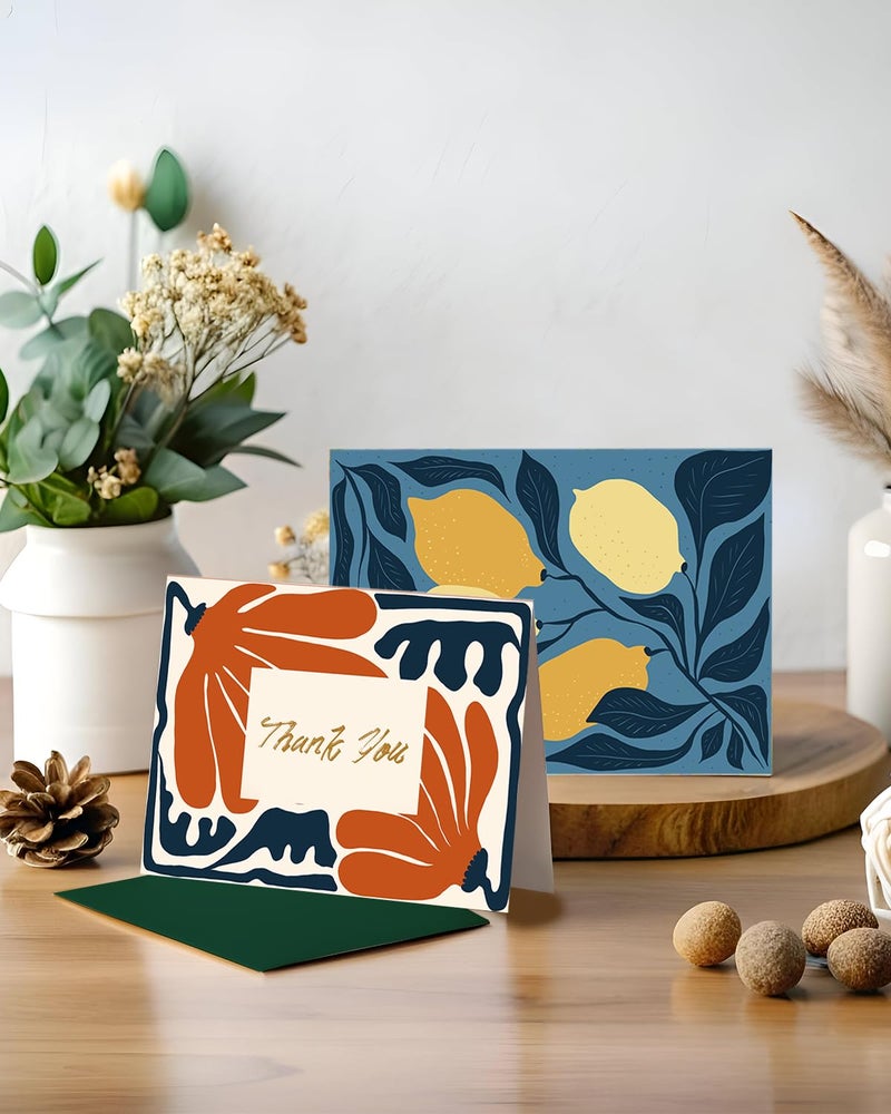 qiqee Color Contrast Flower Thank You Cards Greeting Gift Cards for Handwritten Messages 4x6 Inch 6 Design Birthday Thank You Notes (24pcs +24pcs Envelopes) - Image 5