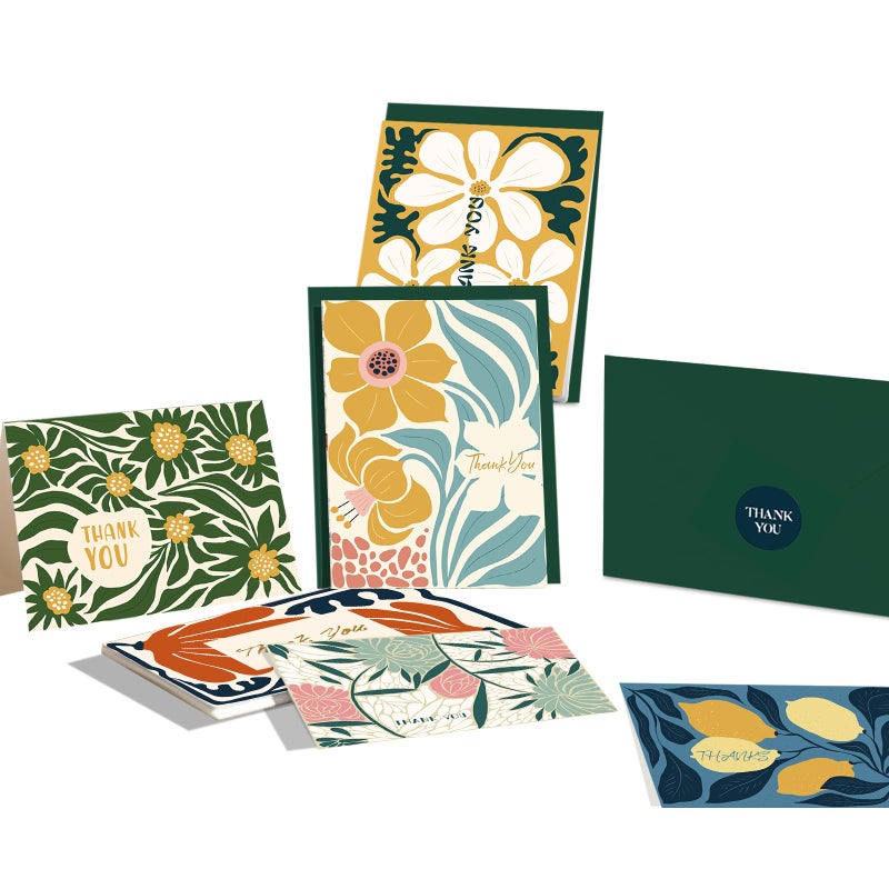 qiqee Color Contrast Flower Thank You Cards Greeting Gift Cards for Handwritten Messages 4x6 Inch 6 Design Birthday Thank You Notes (24pcs +24pcs Envelopes) - Image 2