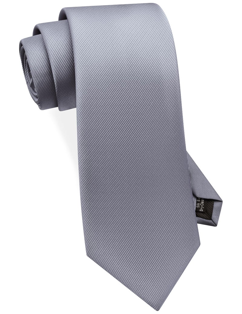 GUSLESON Solid Wedding Ties for Men Classic Grey Silk Tie 8cm Formal Necktie (0791-05) - Image 1