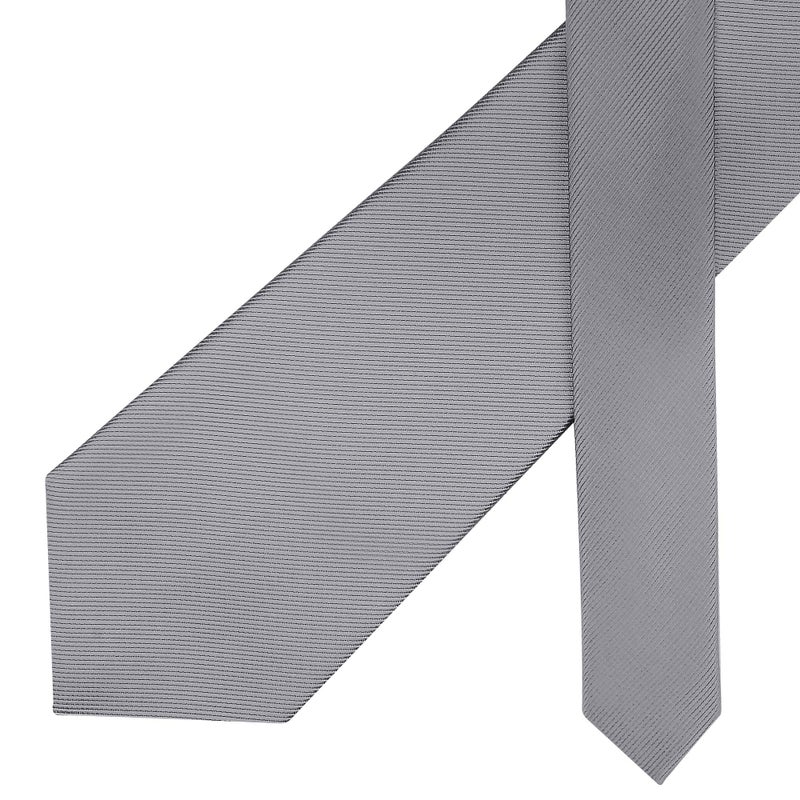 GUSLESON Solid Wedding Ties for Men Classic Grey Silk Tie 8cm Formal Necktie (0791-05) - Image 4