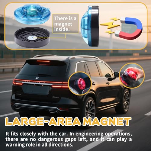 Tumecos Emergency Flare Alert Warning Signal Caution Light LED Beacon Pro with Magnetic Base for Vehicle (Yellow 1) - Image 2