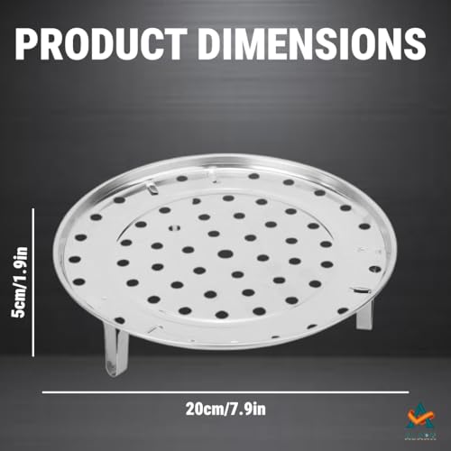 Alark Steaming Tray Pressure Cooker Cooking Toast Bread Salad For Canner Rack Round Pot 3 Removable Legs Multi-Functional Steamer Basket For Vegetables Seafood Steaming Stand Holder 2 Pcs [20x20x6CM] - Image 2