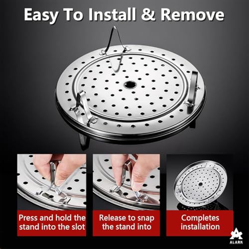 Alark Steaming Tray Pressure Cooker Cooking Toast Bread Salad For Canner Rack Round Pot 3 Removable Legs Multi-Functional Steamer Basket For Vegetables Seafood Steaming Stand Holder 2 Pcs [20x20x6CM] - Image 3