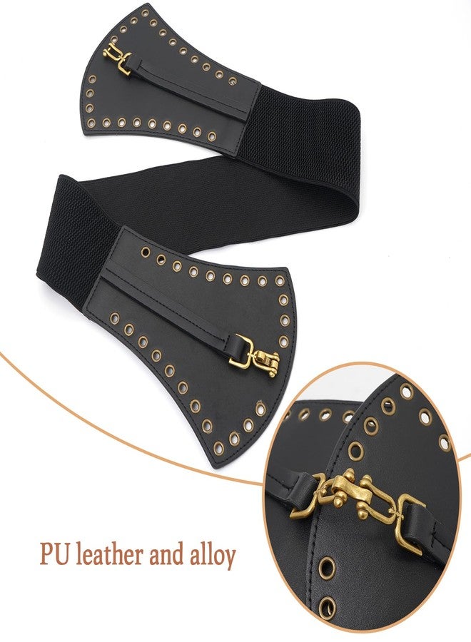 BAOKELAN Women Wide Elastic Belt Vintage Irregular Stretchy Waist Belts for Dresses Black 70CM - Image 5