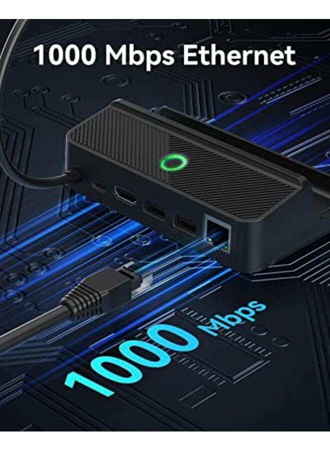 Excefore Docking Station For Steam Deck With Led Light 5 In 1 Steam Dock With Gigabit Ethernet Hdmi 2.0 4K 60Hz 2 Usb A 3.1 100W Full Speed Charging Port Dock For Steam Deck Accessories  - Image 3