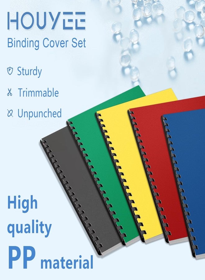 HOUYEE 50 Pack 16 Mil Binding Presentation Covers,Sand-Textured Polycovers,8-1/2" x 11" Letter Size Un-Punched Binding Covers 5 Multi Colors (Black, Yellow, Red, Green, Blue) - Image 3
