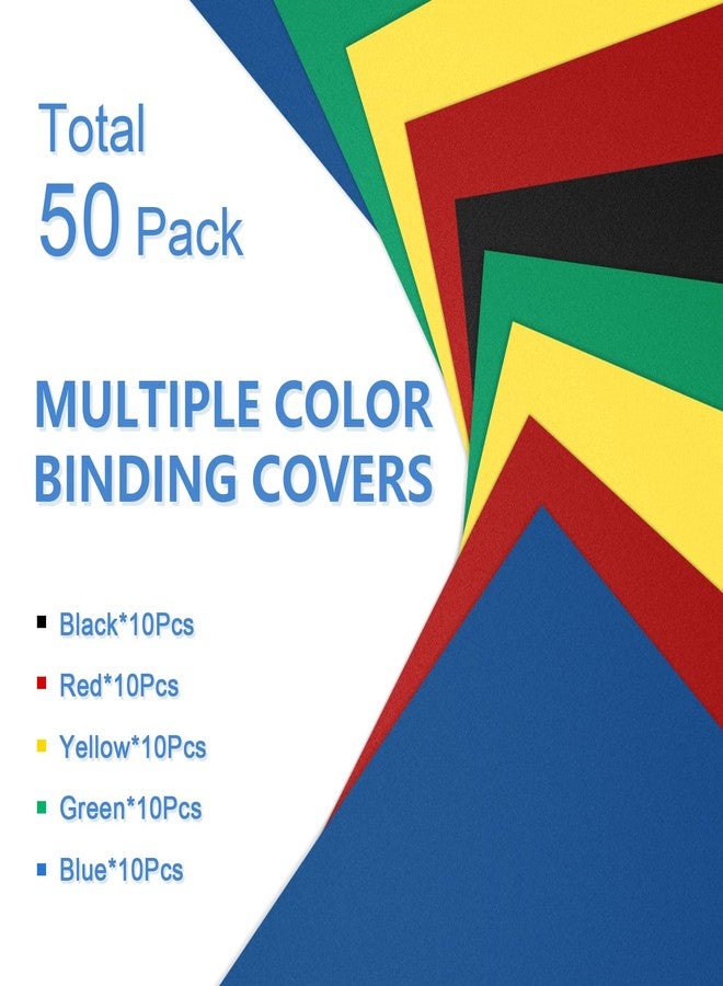 HOUYEE 50 Pack 16 Mil Binding Presentation Covers,Sand-Textured Polycovers,8-1/2" x 11" Letter Size Un-Punched Binding Covers 5 Multi Colors (Black, Yellow, Red, Green, Blue) - Image 5