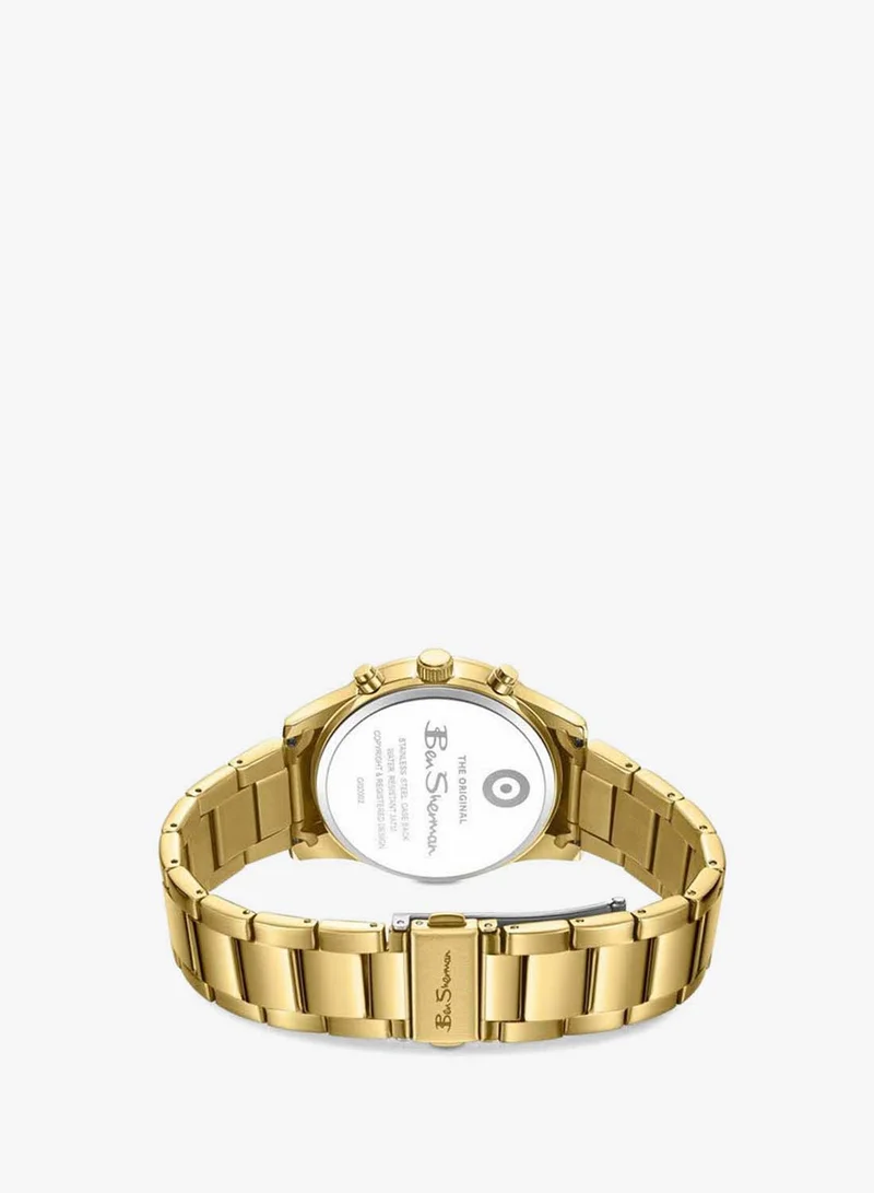 Ben Sherman gold Cambridge White Dial Gold Stainless Steel Bracelet Chronograph Watch for Men, 42mm for Men | Best Price UAE