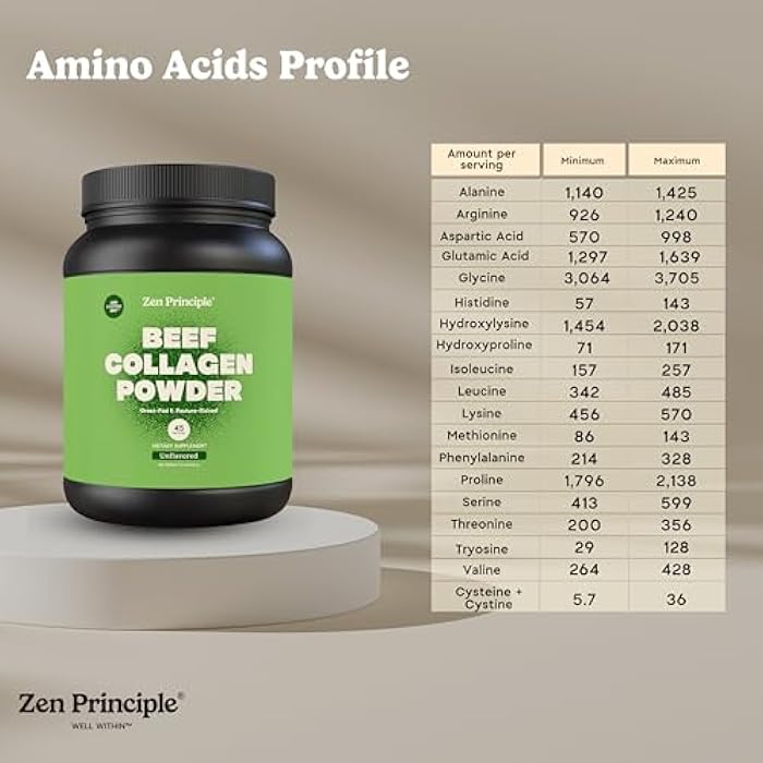Zen Principle Grass-Fed Agglomerated Hydrolyzed Collagen Peptides 1.5 lb. Anti-Aging Protein Powder for Healthy Hair, Skin, Joints. Paleo Friendly, GMO and Gluten Free, Pasture-Raised Bovine. - Image 4