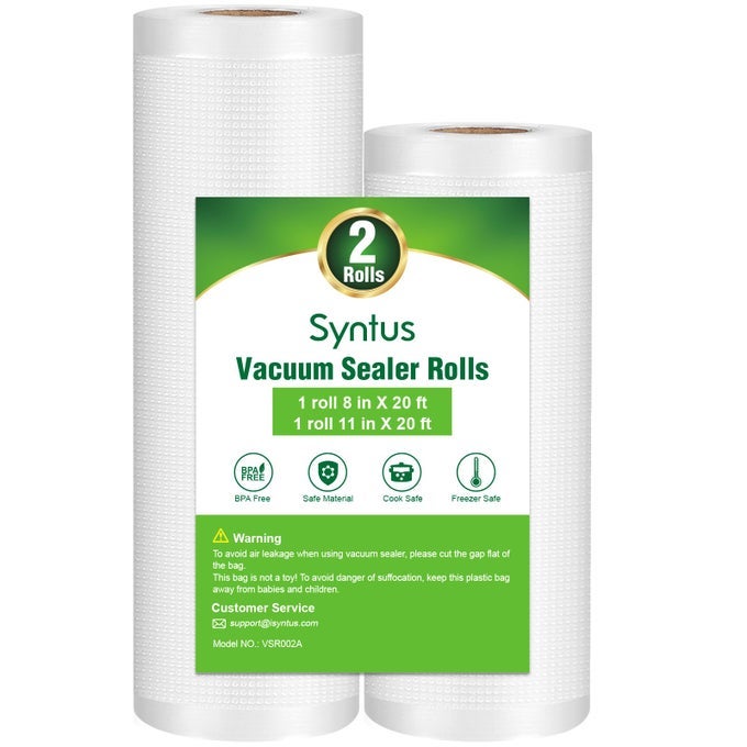 VACUUM SEALER BAGS 2 PACK 1 ROLL 11 X 20 AND 1 ROLL 8 X 20 COMMERCIAL GRADE BAG ROLLS FOOD VAC BAGS FOR STORAGE MEAL PREP OR SOUS VIDE