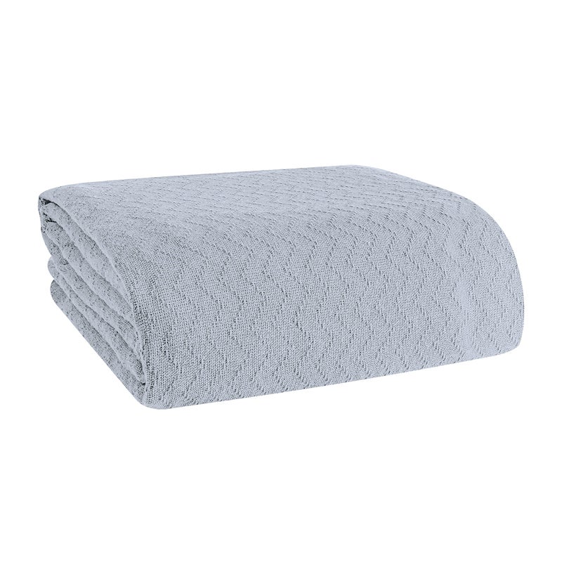 BELIZZI HOME 100 Cotton Bed Blanket Breathable Thermal Blanket King Size Soft Chevron 90inchx102inch Perfect for Layering Any All Season Light Grey 90inchx102inch