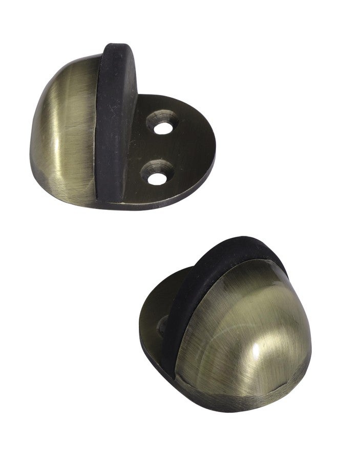 Nixnine Half Moon Stainless Steel Safety Door Stopper Floor Mount Half Dome Door Stopper, Door Stop Bumper Wall Protector with Rubber Bumper (Bass Antique) Pack of 1 - Image 2