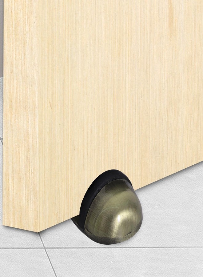 Nixnine Half Moon Stainless Steel Safety Door Stopper Floor Mount Half Dome Door Stopper, Door Stop Bumper Wall Protector with Rubber Bumper (Bass Antique) Pack of 1 - Image 4