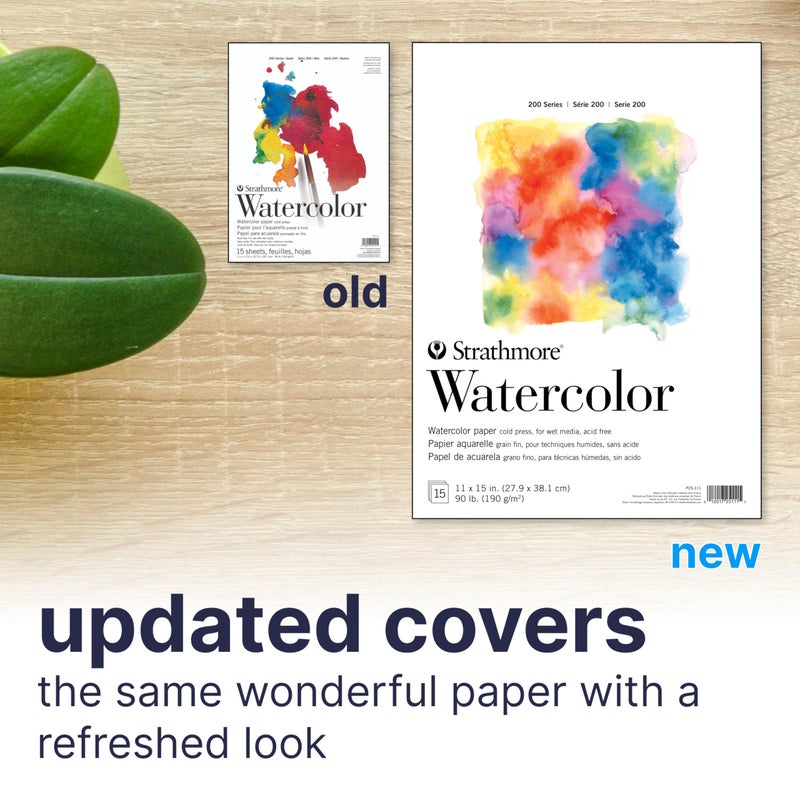 Strathmore 200 Series Watercolor Paper, Tape Bound Pad, 11x15 inches, 15 Sheets (90lb/190g) - Artist Paper for Adults and Students - Watercolors, Mixed Media, Markers and Art Journaling - Image 3