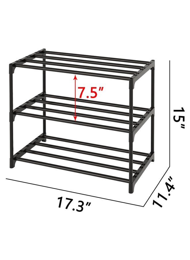 DUNISO Small Shoe Rack, Three Layers, Can Hold 6-8 Pairs Of Shoes, Multifunctional Lightweight Storage Rack, Solid Metal Stackable, Suitable For Entrance Hall And Closet Hallway  - Image 2