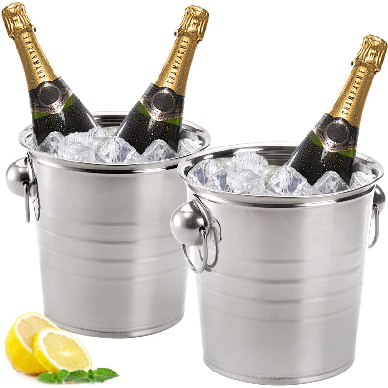 ZENFUN 2 Pack 3 Quart Ice Bucket with Handles Beverage Tub with Handles Galvanized Metal Ice Bucket Drink and Wine Chiller for Bar Party BBQ Great for Indoor and Outdoor Use