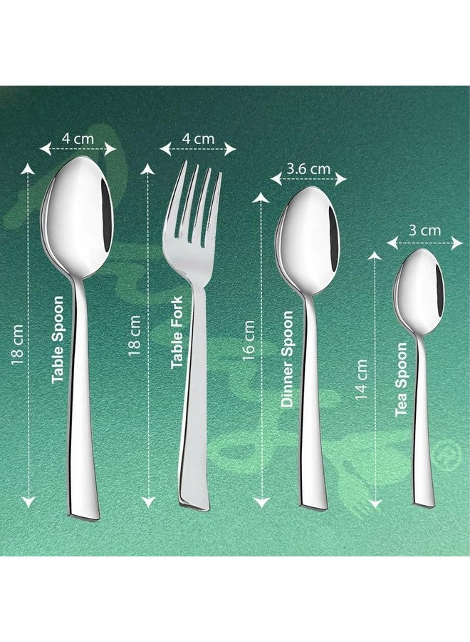 Parage 25 Pieces Regal Cutlery Set Premium Stainless Steel with Stand (Contains: 6 Table Fork, 6 Table Spoon, 6 Dinner Spoon, 6 Tea Spoon, 1 Cutlery Stand) Spoon Set for Dining Table Stylish - Image 2