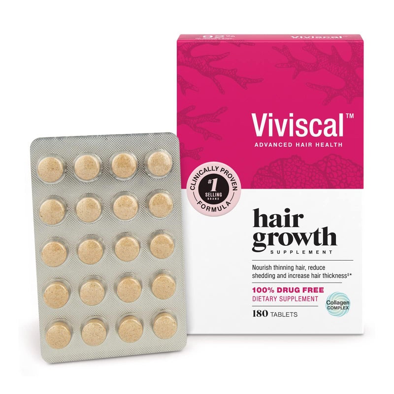 Viviscal Hair Growth Supplements for Women, Thicker Fuller Hair Support for Thinning Hair and Hair Loss, with Biotin and Marine Collagen, Drug-Free, 180 Tablets, 90-Day Supply - Image 1