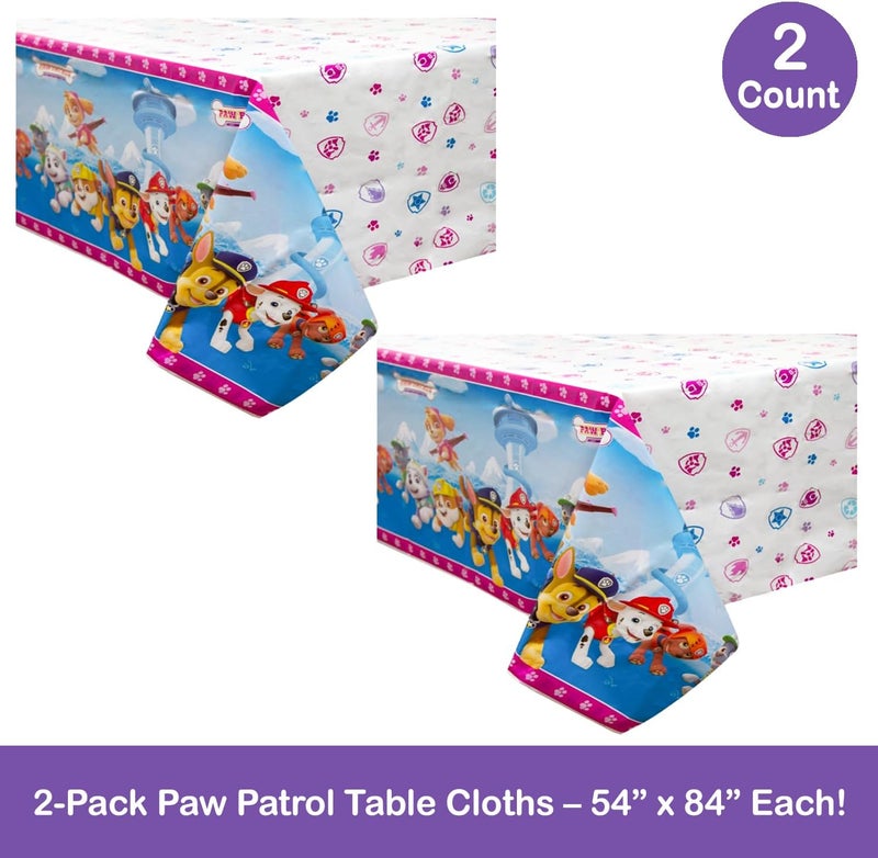 Unique Paw Patrol Girl Party Supplies 2 Plastic Table Covers 54 x 84 with Celebrate With Me Sticker  Kids Birthday Party Decorations - Image 2