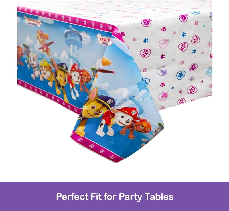 Unique Paw Patrol Girl Party Supplies 2 Plastic Table Covers 54 x 84 with Celebrate With Me Sticker  Kids Birthday Party Decorations - Image 3