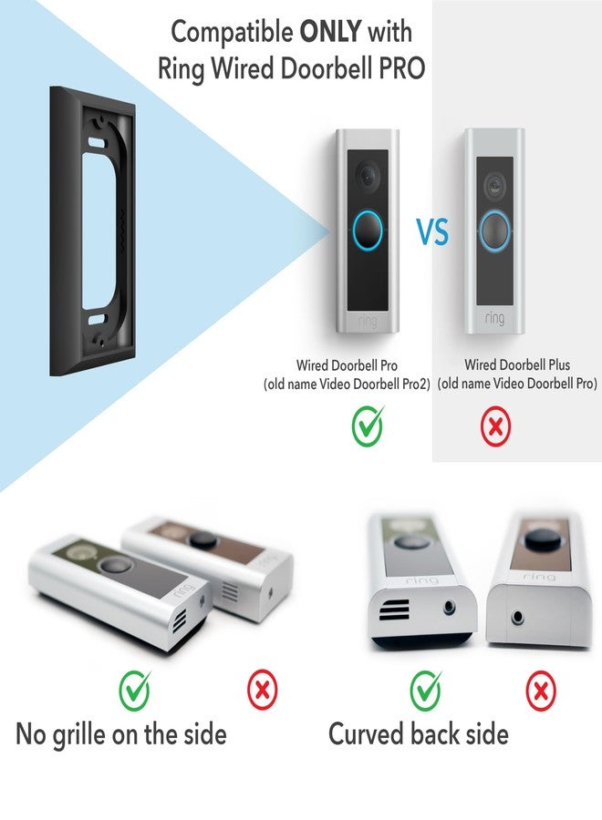 Hidden River Lab genuine Wallplate Mount for Ring Wired Doorbell PRO (formerly Ring PRO2) - Premium adapter plate - black - Image 4
