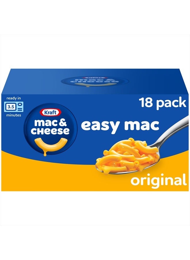 Kraft Mac  Cheese Kraft Easy Mac Original Mac & Cheese Macaroni and Cheese Dinner Microwavable Dinner, 18 ct Packets - Image 1