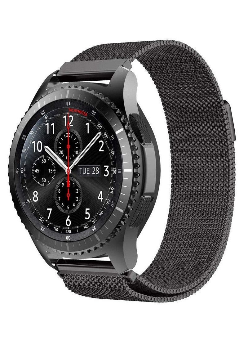 Generic Stainless Steel Loop Strap Wrist Band For Smart Watch Samsung Galaxy Watch 46mm / Huawei GT2 / Gear S3 Frontier and Classic / Honor Magic 2 / Fossil - 22mm - Space Black  - Image 1