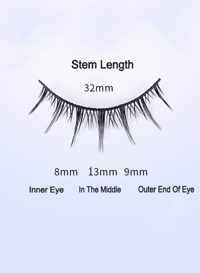PLUSOX 10 Pairs Hard Stem Cartoon False Eyelashes With Built In Eyeliner Effect Eye Shape Modification Can Support Double Eyelids Natural Fit Thin Thread Cotton Stem Natural Transition Dense Mixed False Eyelashes Easy To Apply Daily Makeup Eyelashes Black​ - Image 3