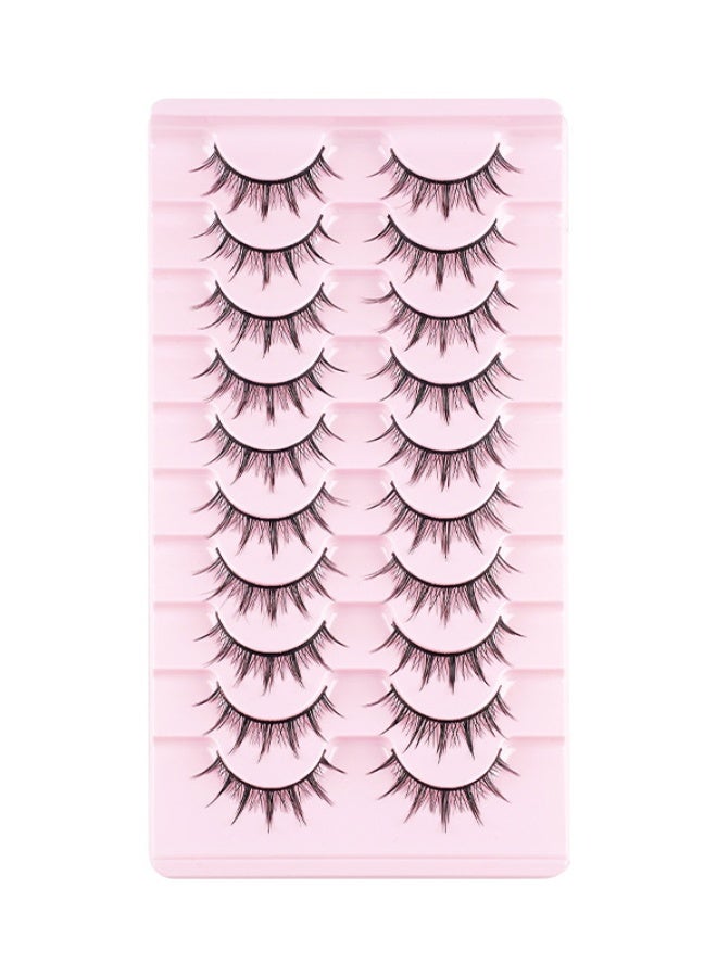 PLUSOX 10 Pairs Hard Stem Cartoon False Eyelashes With Built In Eyeliner Effect Eye Shape Modification Can Support Double Eyelids Natural Fit Thin Thread Cotton Stem Natural Transition Dense Mixed False Eyelashes Easy To Apply Daily Makeup Eyelashes Black​ - Image 5