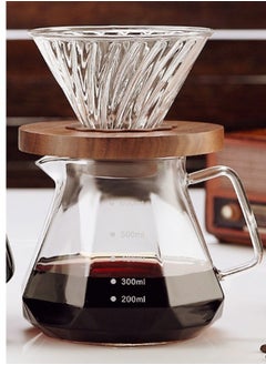 HOOPZOZA V60 Pour Over Coffee Maker Set 600ML Glass Drip coffee maker Coffee Pot with Tick Marks Glass Coffee Filter  - Image 1