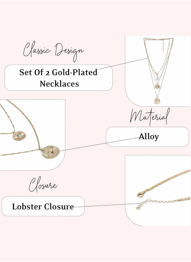 Just Peachy Just Peachy Set of 2 Gold-Plated Necklaces – Elegant Layered & Classic Designs – High-Quality Durable Finish – Adjustable Lengths – Versatile Accessories for Any Occasion – Ideal Gift for Her  - Image 4