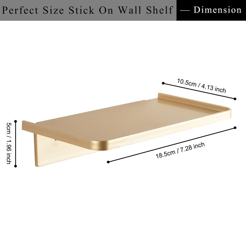 JDYOOMI Acrylic Floating Wall Shelves - Small Stick-on Wall Mounted Phone Shelf Holder Wipes Rack Smart Speaker Shelf for Bathroom,Kitchen,Toilet,Bedroom,Office - Gold - Image 2