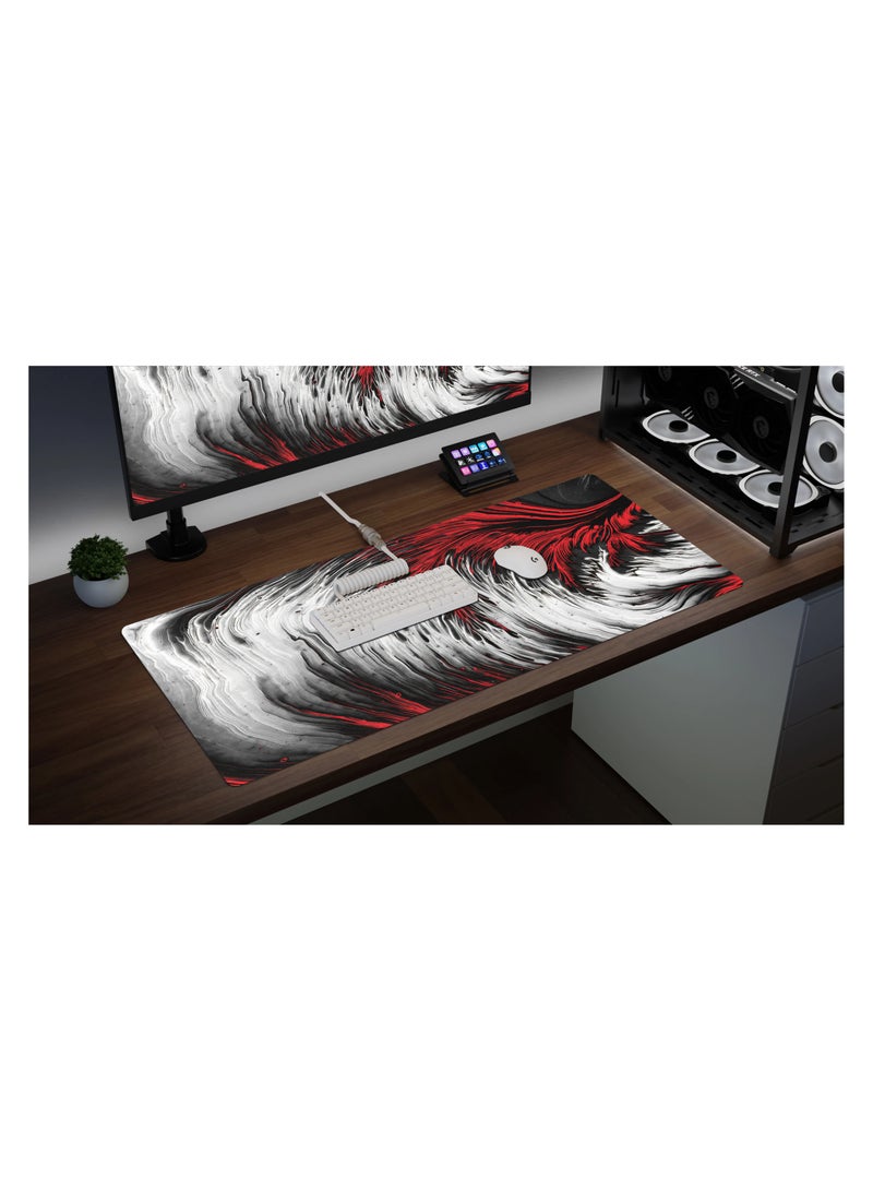 YASA GAME Extended Large Gaming Mouse Pad 100 X 50 cm XXL Full Desk Art style & Mousepad Non-Slip Rubber Base Big Keyboard Mat with Stitched Edges water resist for Gaming from Yasa ( Ripple Red ) - Image 5