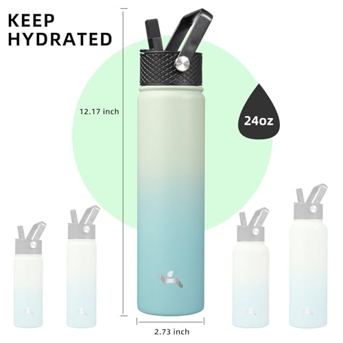 Konokyo Insulated Water Bottle 24oz Stainless Steel Sport Bottles with 3 Lids,Mint - Image 5