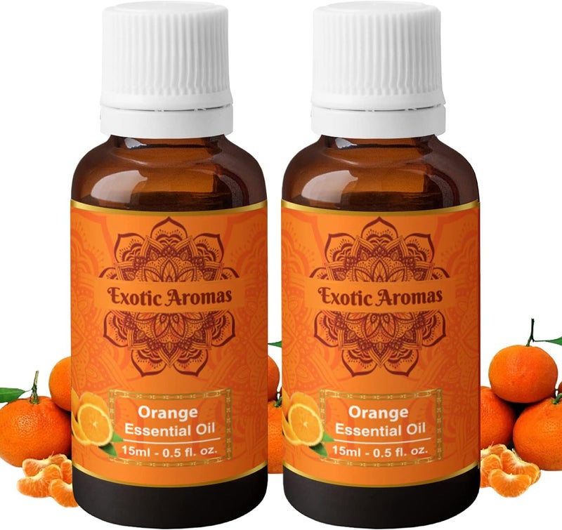 اكسوتك أرومس زيت إكزوتيك أروماس البرتقال العطري الأساسي للعطور، نمو الشعر والبشرة المتألقة (15 مل + 15 مل) عبوة من 2 - Image 1