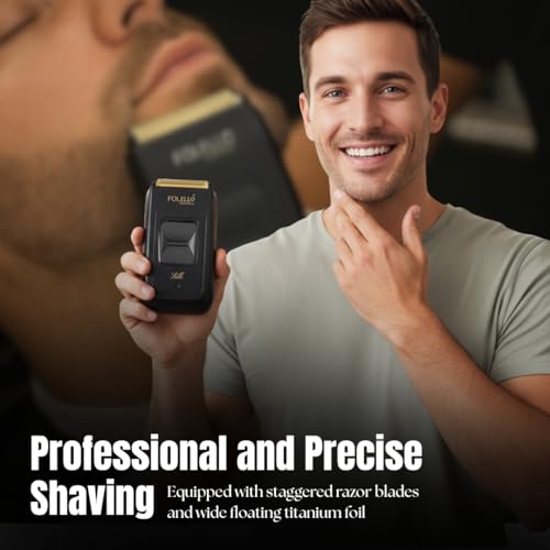 FOLELLO Men's Silk Professional Dual Foil Electric Shaver | Men’s Electric Razor for Ultra-close Shave | Single Stroke Grooming with 2 year warranty | Powerful motor | I No Oil Needed (Black) - Image 4