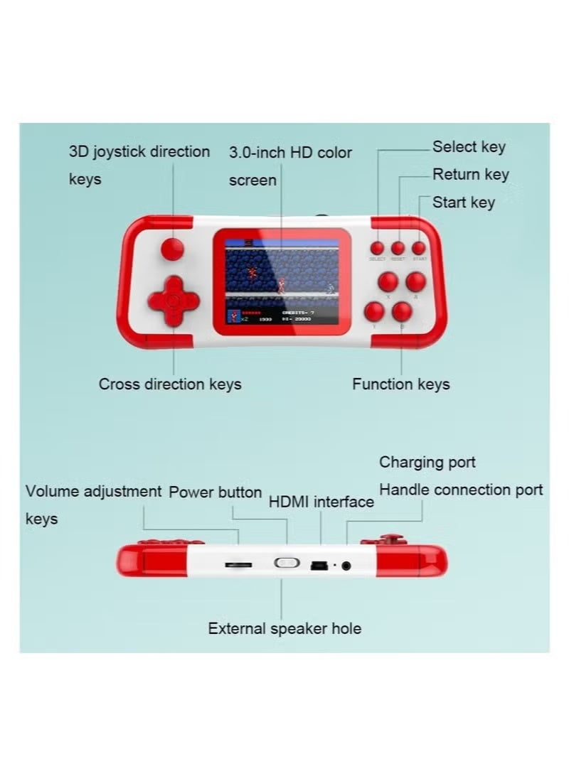 JAJEEK Portable Handheld Game Console A12 with 666 Preloaded Classic Games, 3-Inch HD Display, Dual Analog 3D Controllers, TV AV Connection, Compact Gaming Device - Image 2