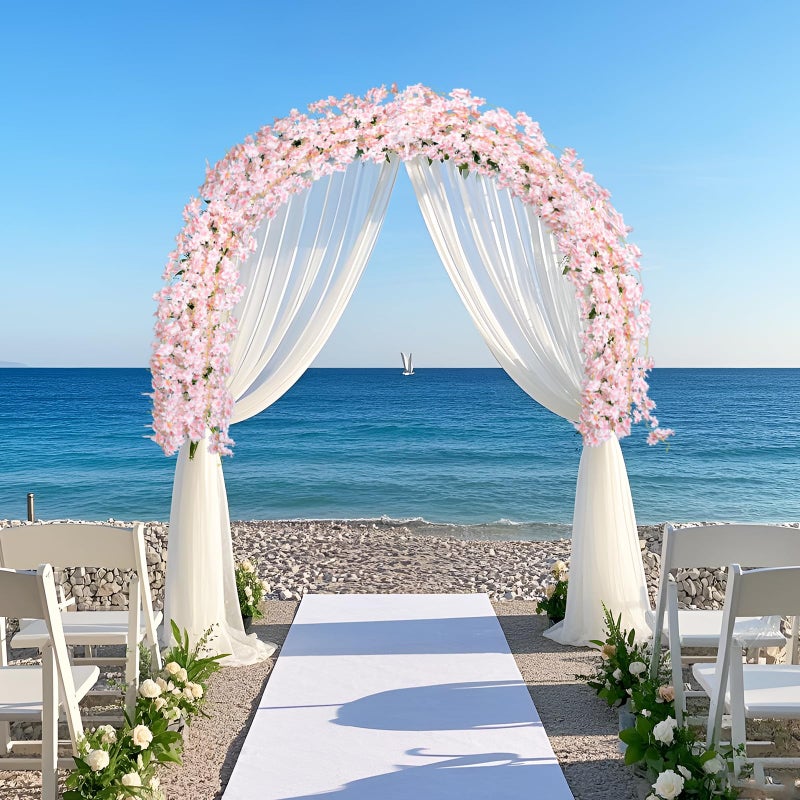 Bgfhna 4pcs 23.6 ft Artificial Cherry Blossoms Garland Pink Fake Vines Hanging Silk Cherry Blossom Sakura Vine for Outdoor Wedding Party Home Decor - Image 5