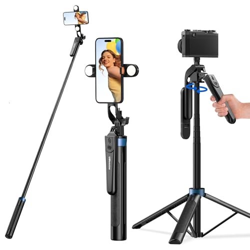 UBeesize 64 Extendable Selfie Stick Tripod with Light Remote Adjustable Phone Tripod Stand for iPhone 1711 Android Camera Travel Vlogging Video Recording - Image 1