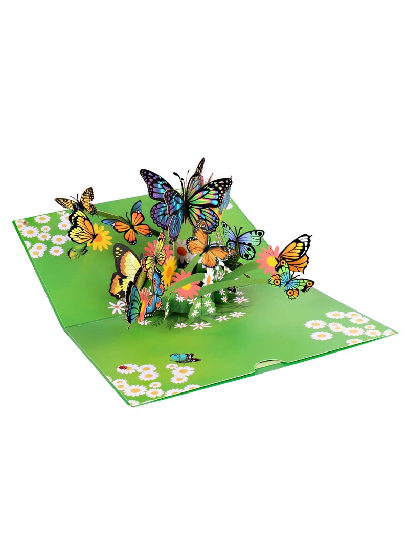 SYOSI 3D Pop Up Greeting Cards, Paper Birthday Cards, Lay Flat Display Widget for Graduation Birthday Wedding Card for Mum Wife Anniversary (Butterfly)  - Image 1