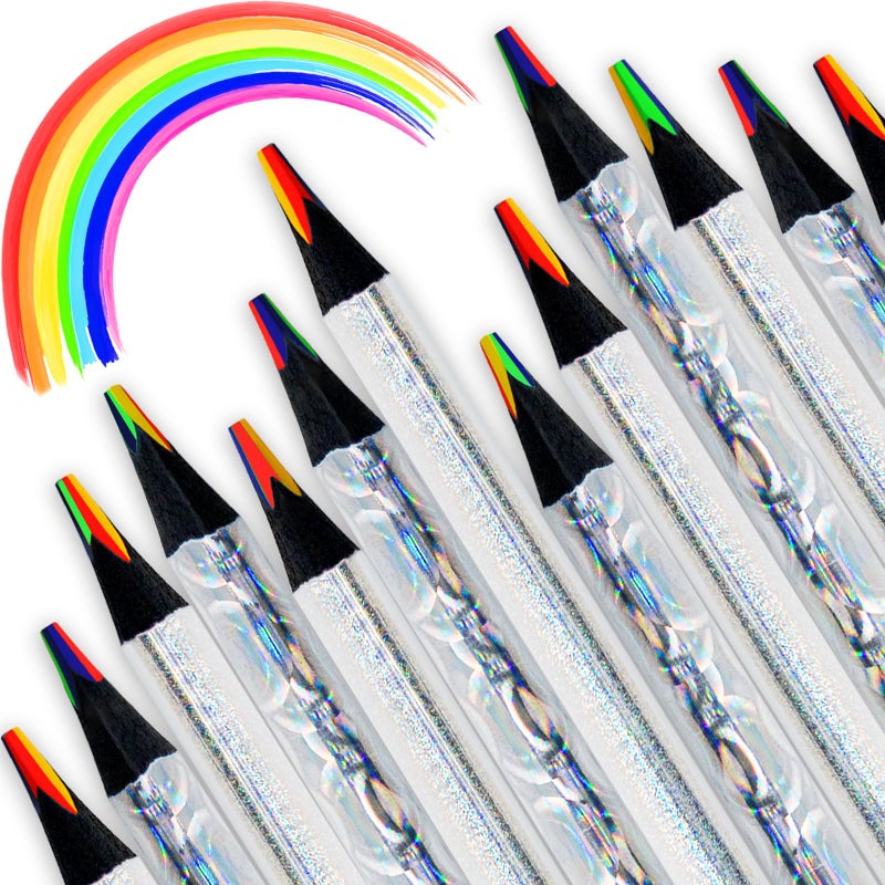 ThEast 30 Rainbow Colored Pencils, 4 Colors in 1 Rainbow Pencil for Kids, Multicolor Pencil for Adults, Teen Girl Gifts Trendy Stuff, Glitter Art Supplies, Pre-sharpened - Image 1