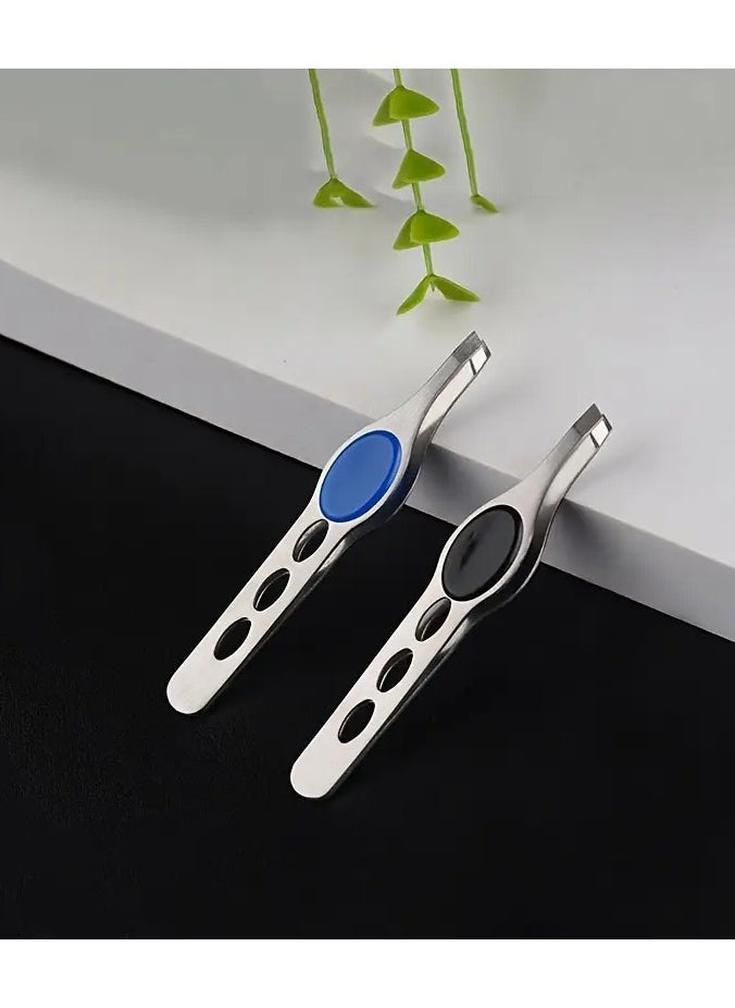 LANGMANNI - 2pcs stainless steel eyebrow clip, eyebrow pliers, beard hair removal clip, three-hole eyebrow trimming and beauty tool - Image 1