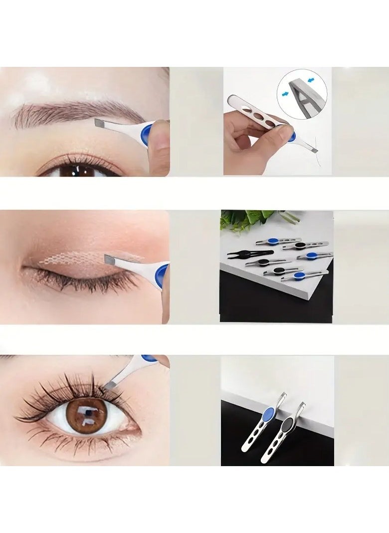 LANGMANNI - 2pcs stainless steel eyebrow clip, eyebrow pliers, beard hair removal clip, three-hole eyebrow trimming and beauty tool - Image 1