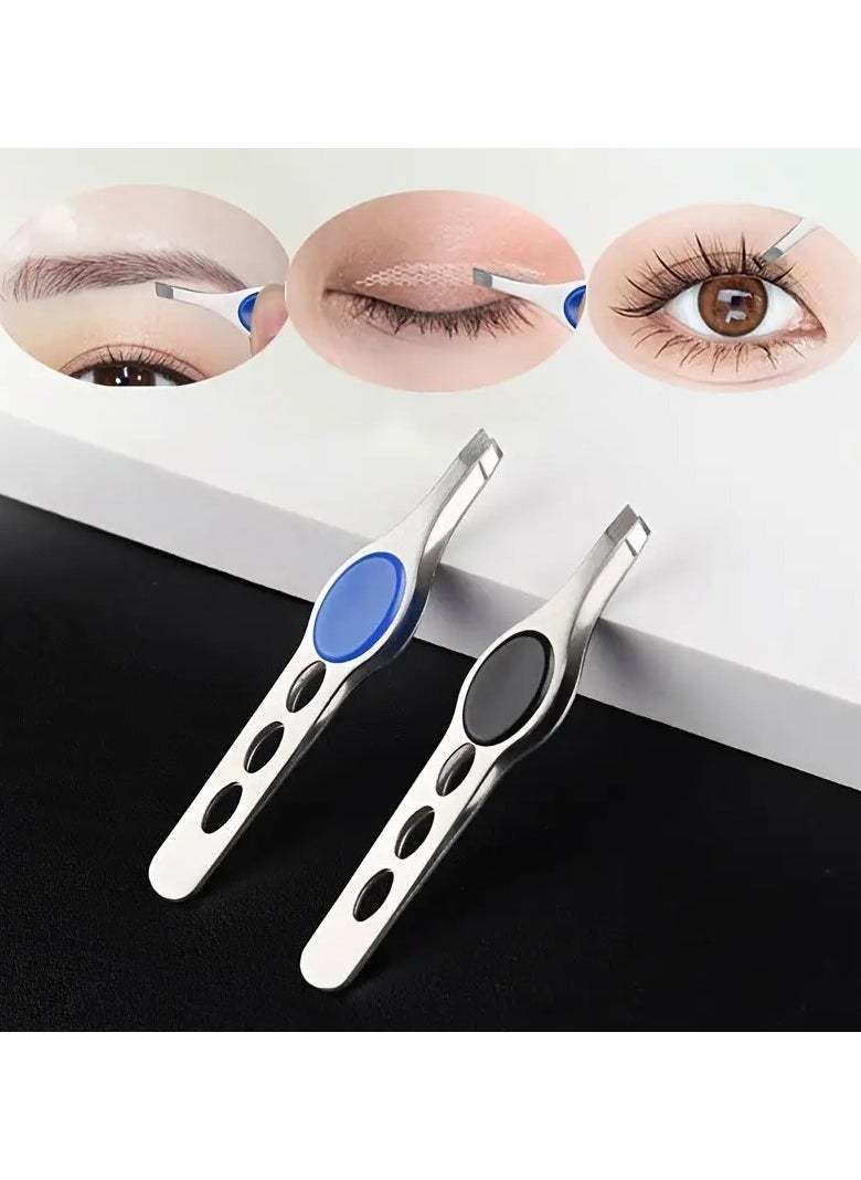 LANGMANNI - 2pcs stainless steel eyebrow clip, eyebrow pliers, beard hair removal clip, three-hole eyebrow trimming and beauty tool - Image 1