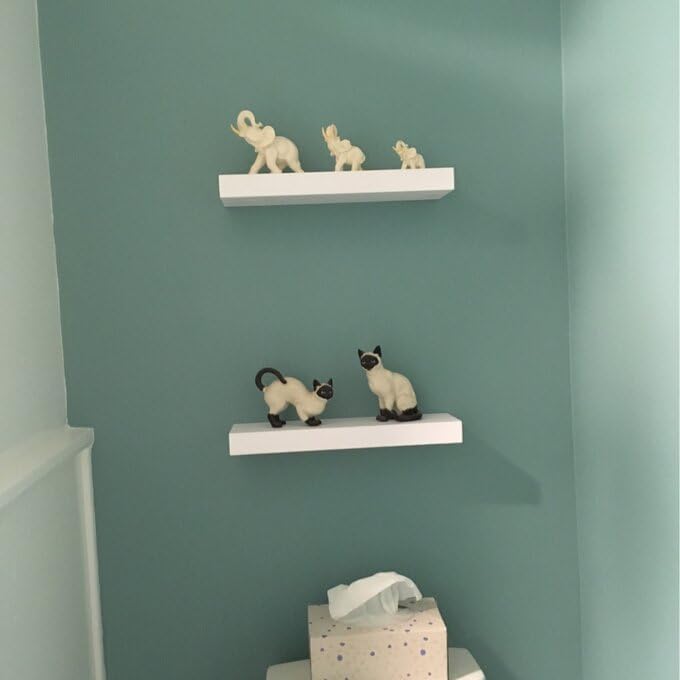 AsolBD Decorative Floating Wall Mounted Shelves with Stylish Invisible Brackets, Modern Faux Wood Storage with Matte Finish for Bedroom, Living Room, Bathroom, Kitchen Décor, 1 Piece (White, 25 CM) - Image 4