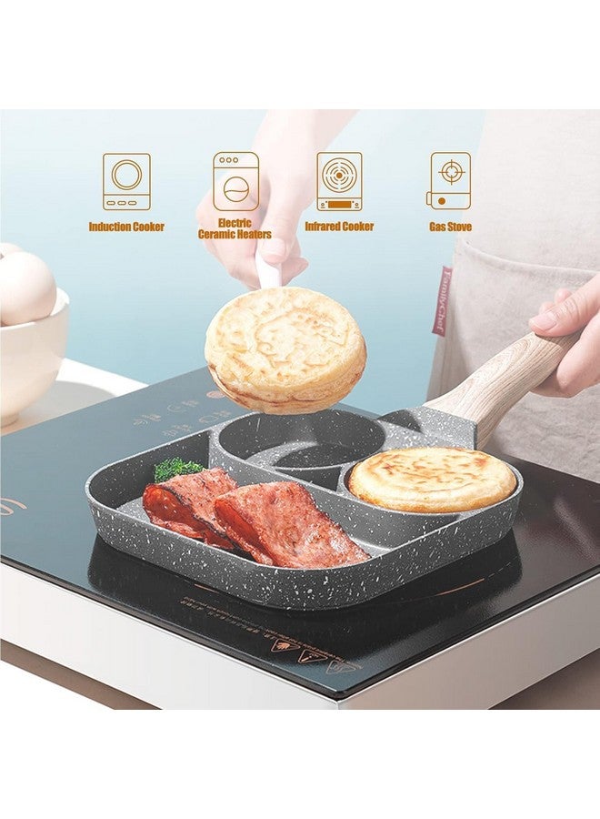 HaRvic Non Stick Egg Frying pan with Blocks Aluminium Fry pan for Cooking with Wooden Handle Egg Omelette pan Round with Detachable Handle (Grey) - Image 3